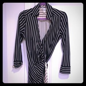 DVF nautical striped classic wrap dress